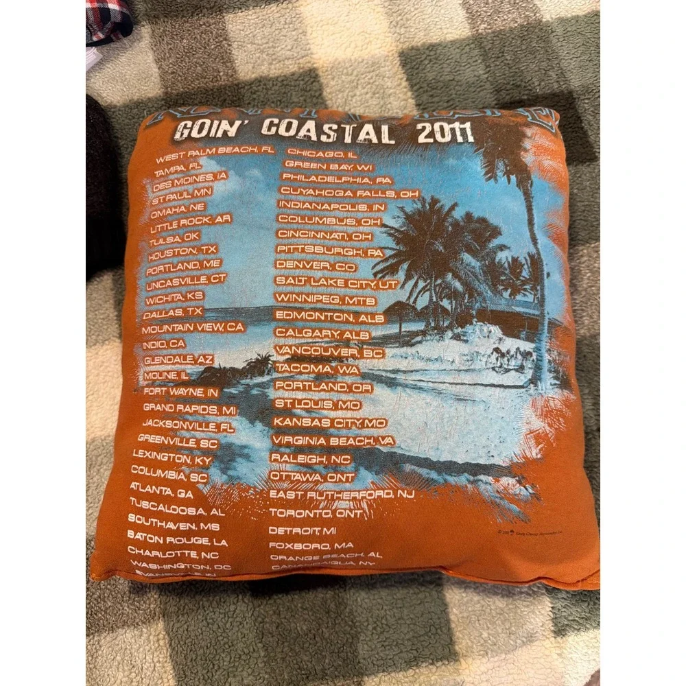 Kenny Chesney Goin Coastal 2011 Tour Souvenir Throw Pillow Orange Country Music